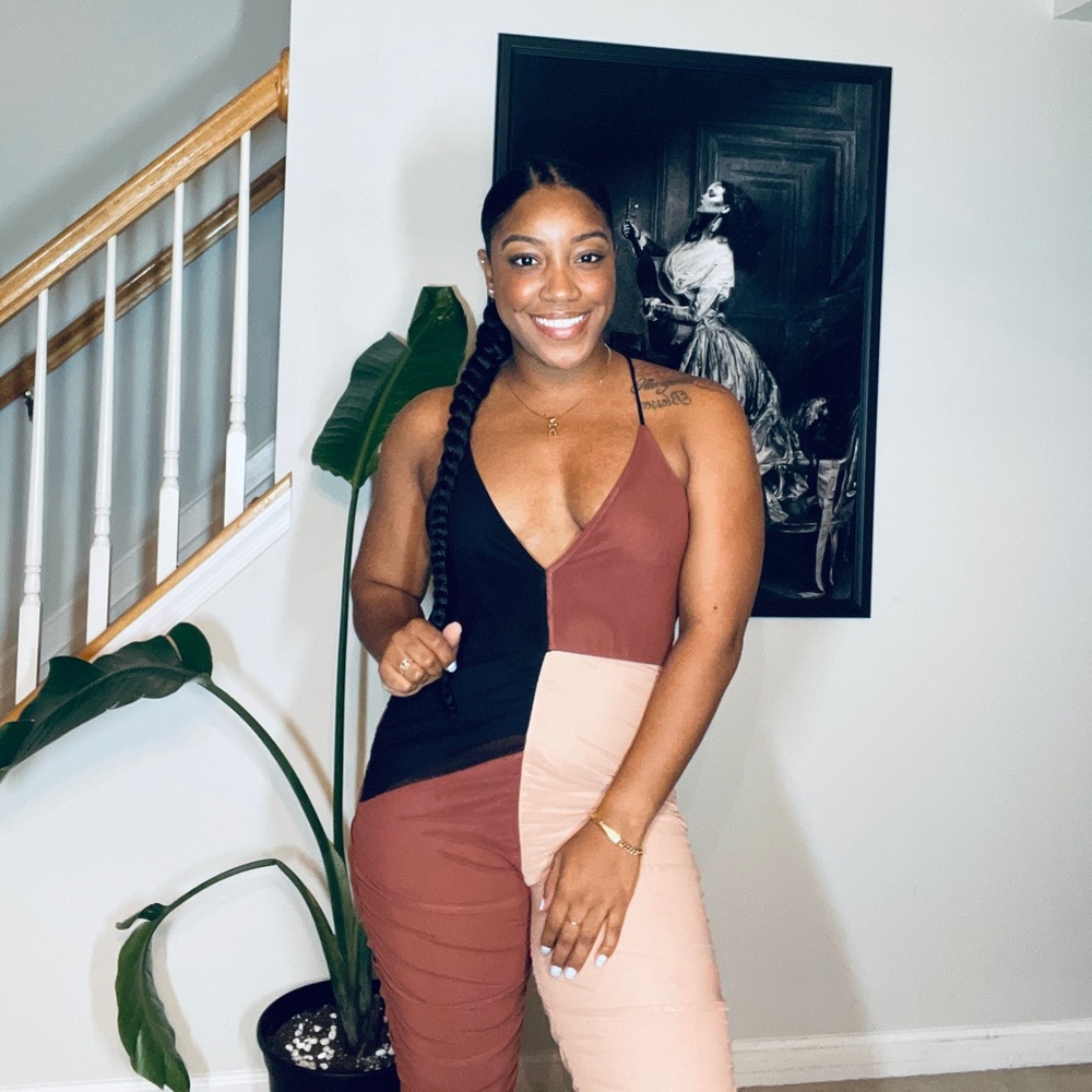 Nude contrast jumpsuit